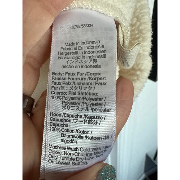 Madewell (Re)sourced Fleece Bubble-Sleeve Hoodie in Antique Cream, L (no hood) - Picture 6 of 7